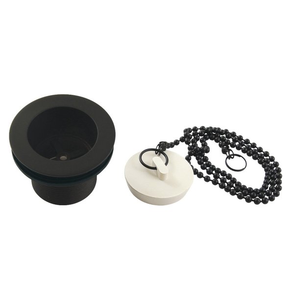 Kingston Brass 112 Chain and Stopper Tub Drain with 112 Body Thread, Matte Black DSP15MB